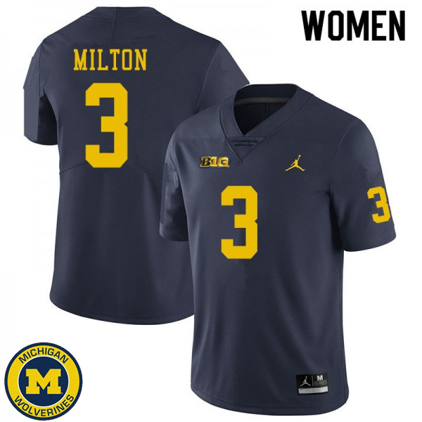 Womens University of Michigan #3 Joe Milton Navy Alumni Jersey